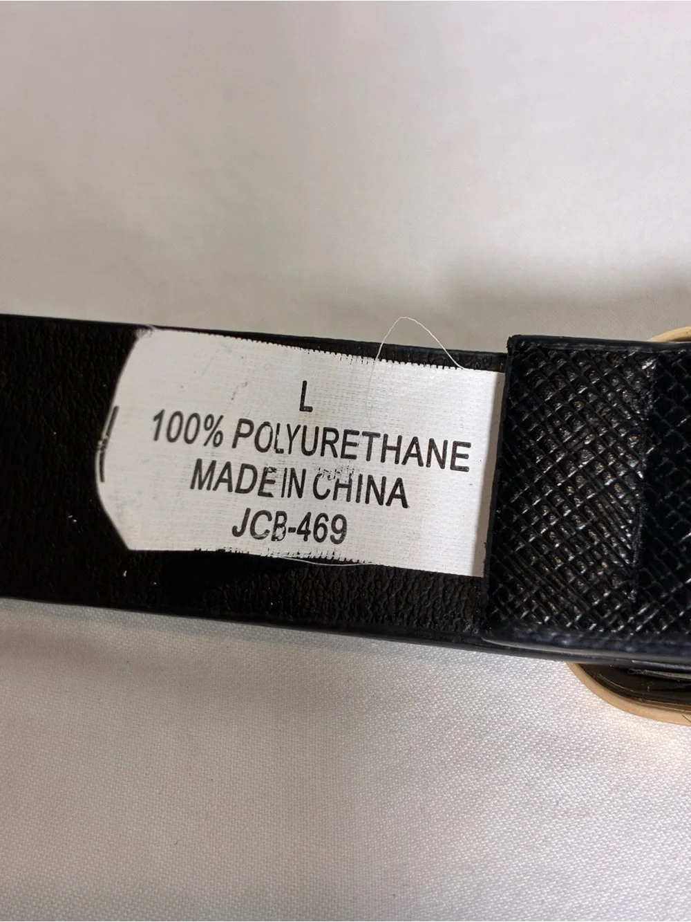 Juicy Couture Womens belt Sz L Black Textured faux leather with Gold Buckle